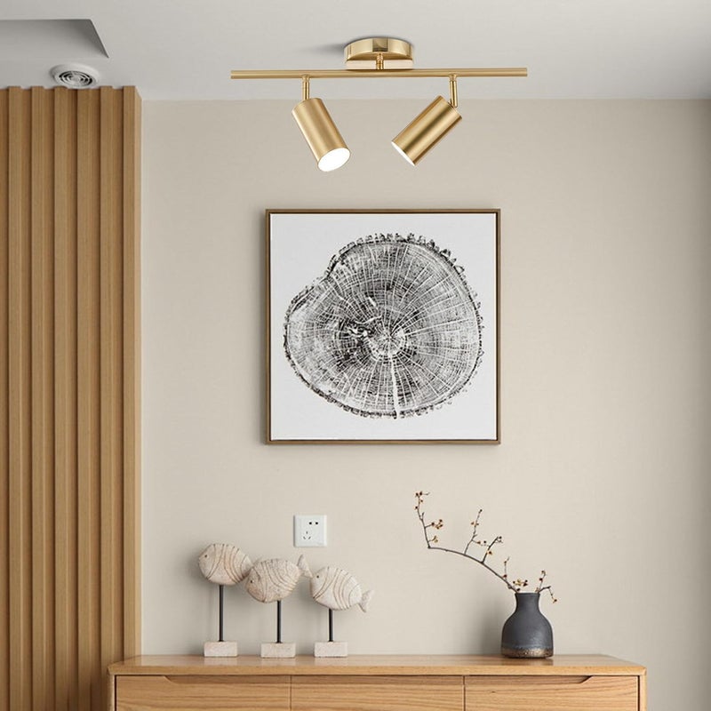 KCO Lighting Modern 2-Light Gold Track Lighting Fixture Flush Mount Brushed Brass Track Lights Kit Mid Century Industrial Adjustable Ceiling Spot Lights Indoor for Kitchen Island (2-Light) - Image 4